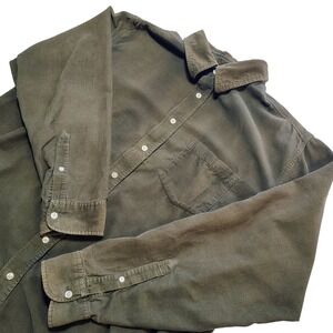 Old‎ Navy Mens Corduroy Button Down Shirt Long Sleeve Olive Green Size Large